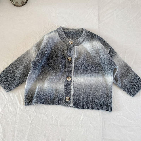 Children's sweater knitted cardigan spring and autumn color gradient baby wool coat